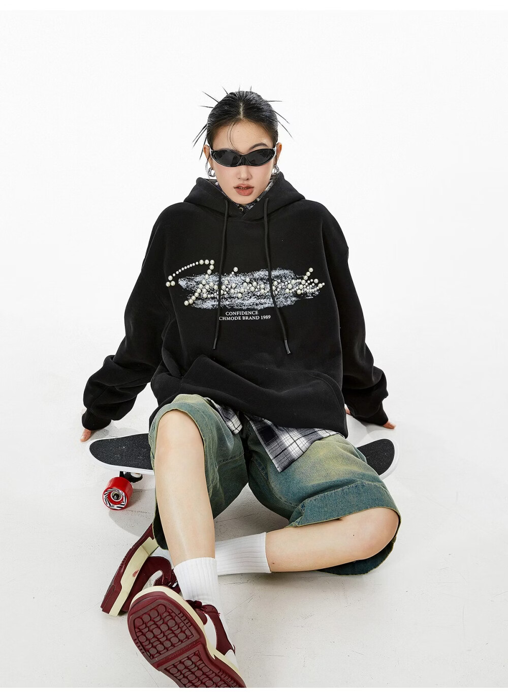 ICH MODE American Style Gray Hoodie Women 2026 Spring New Loose Casual Pullover Jacket White S 6