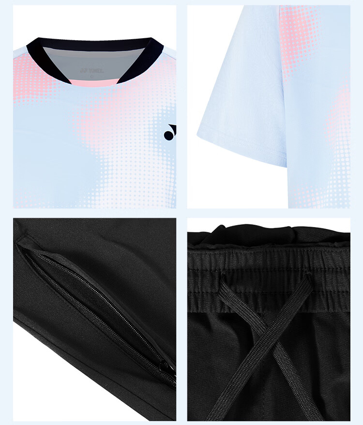 YONEX Badminton Short Sleeve and Shorts Fashion Sports Set Competition Training Team Purchase 1100126BCR Pearl Blue O 8