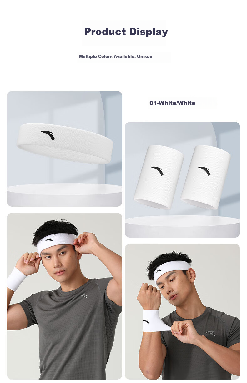 ANTA Wrist Support Sports Wristband Unisex Badminton Basketball Fitness Hand Wrist Protector Sprain Tendonitis Guard White 6