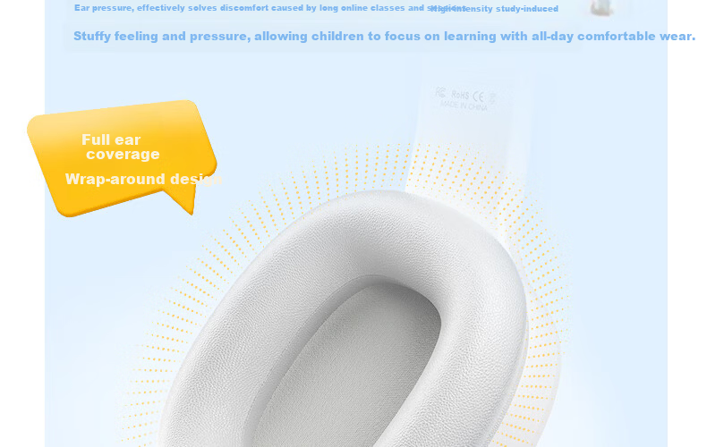 IKF Fkids Y01 Wired Over-Ear Headphones for Students, English Listening and Speaking Exam, Children's Online Learning Headset, 3.5mm Jack, Moonlight White 13