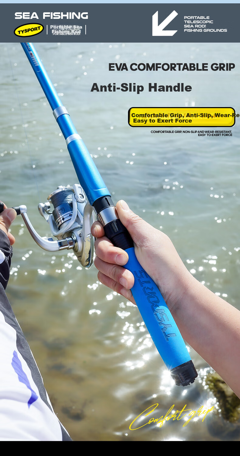 Taiyu 1.8m Sea Fishing Rod Set Long Casting Rod Spinning Reel Super Hard Smooth Fishing Pole 13