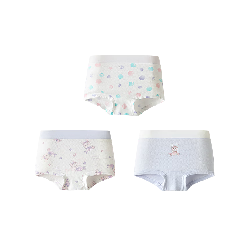 Balabala Girls' Cotton Boxer Briefs Children's Shorts Baby Anti-Chafing Antibacterial Thin Comfortable 3-Pack