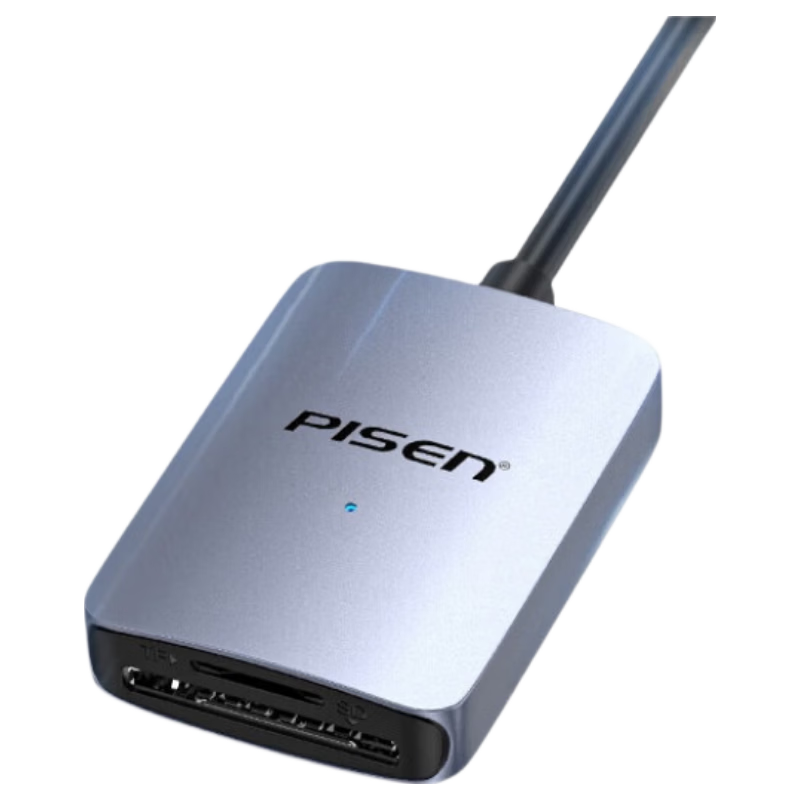 Pisen Type-C High-Speed Card Reader SD/TF Multi-In Card Reader Supports Computer, Apple 15/16 Phones, DSLR Cameras, Dash Cams, Surveillance Storage Memory Cards