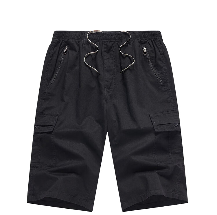 TUCANO Men's Summer Cotton Comfortable Casual Mid-Aged Seven-Point Running Sports Shorts for Dad Black 3XL 18