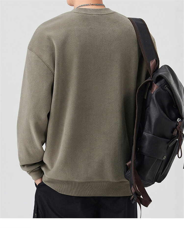 MARK FAIRWHALE Men's Sweatshirt Spring and Autumn Heavyweight Long Sleeve T-Shirt Casual Jacket Top Base Shirt Gray Green XL 5