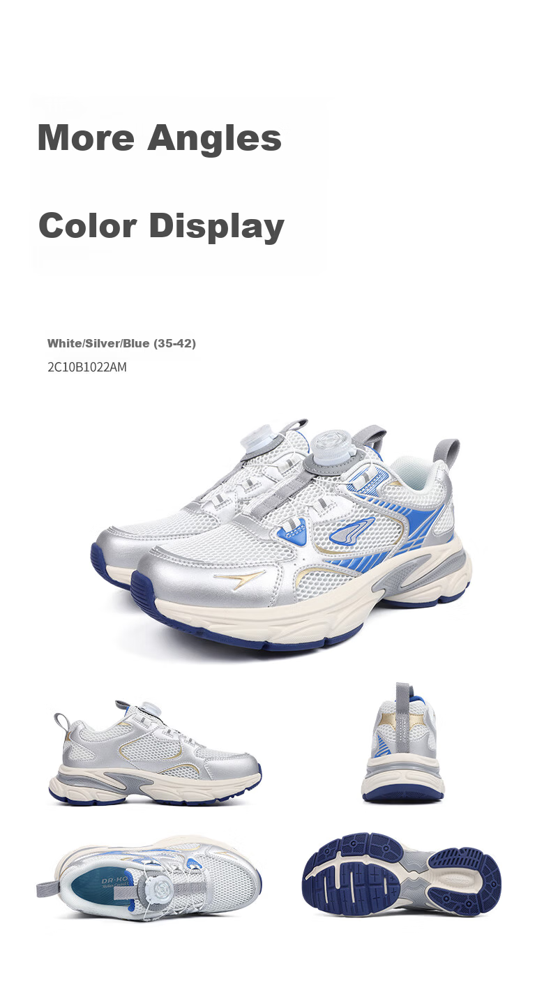 DR·KONG Spring Sports Shoes for Girls with No-Tie Button 2C10B1022BW Beige/Silver/Pink Size 37 10