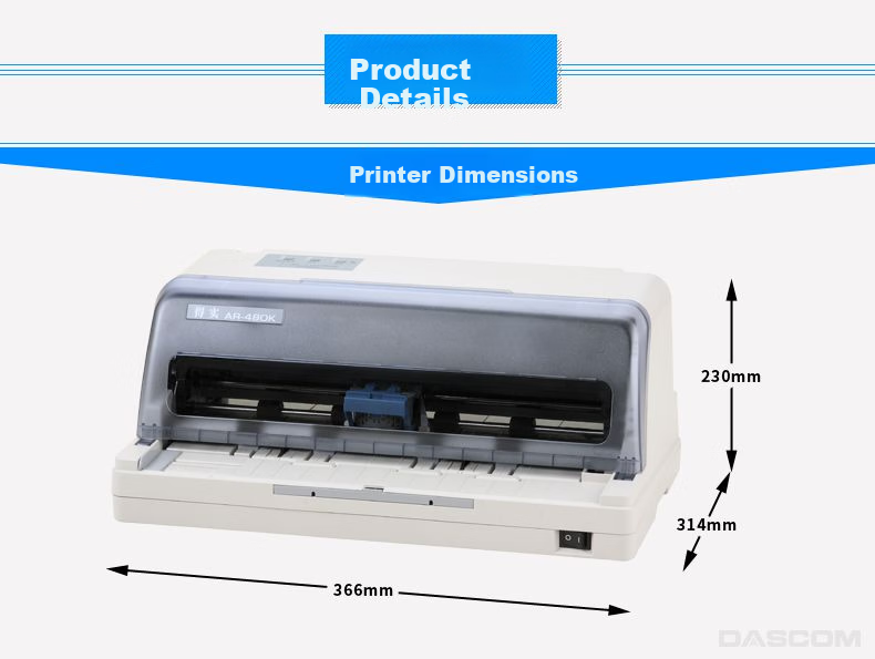 Dascom AR-460F 82-Column Dot Matrix Printer Front and Rear Paper Feed Continuous Printing 1+3 Part Chain Paper Flat Push Receipt Printer 6
