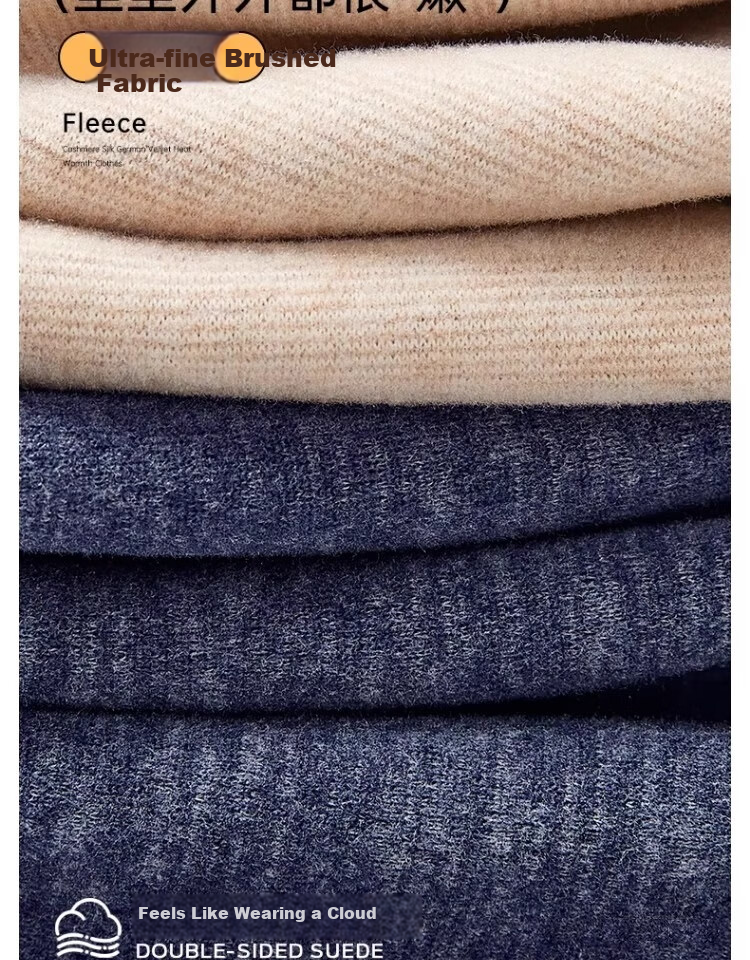 BOPRUIEY Men's Thermal Vest 2-Pack Wool Silk Fleece Heating Seamless Crew Neck Winter Cold-Resistant Base Layer Autumn Shirt 7