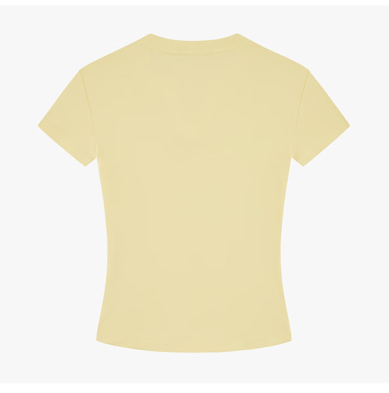 Charles Peach Heart Summer Simple Love Logo Women's V-Neck Short Sleeve T-Shirt Loose Waist Slim Casual Yellow S 10