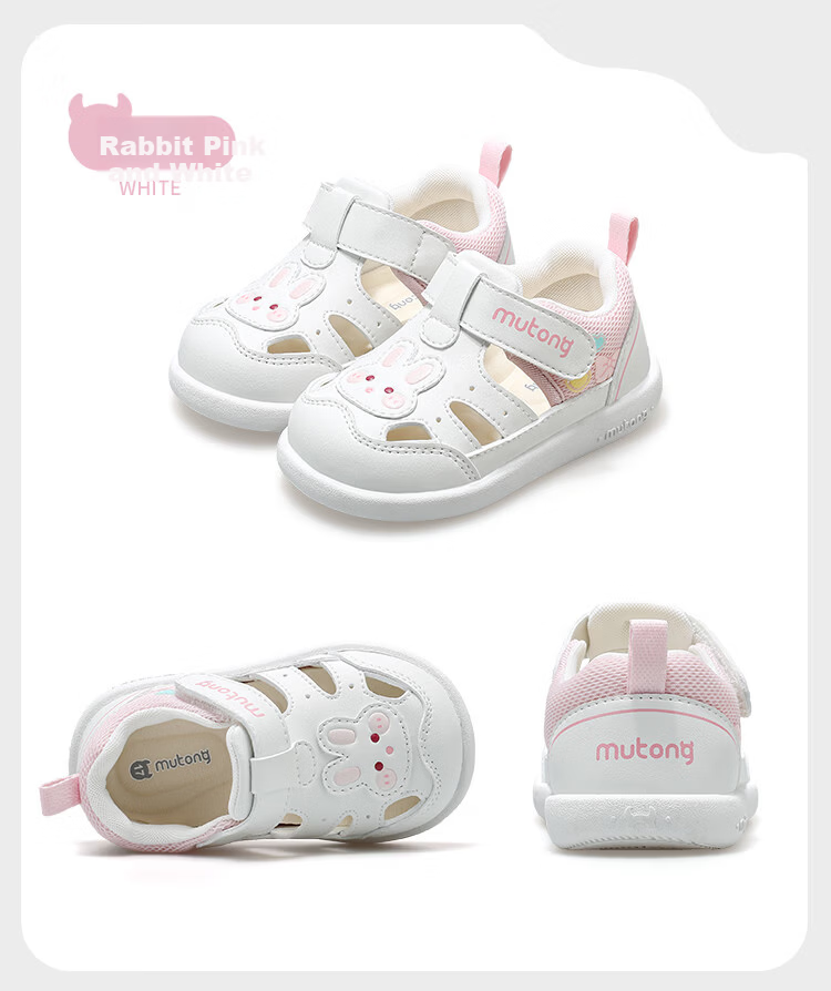 Pastoral Baby Soft Sole Sandals Toddler Boys Summer Breathable Hollow Girls Shoes Rabbit Pink White Size 19 31