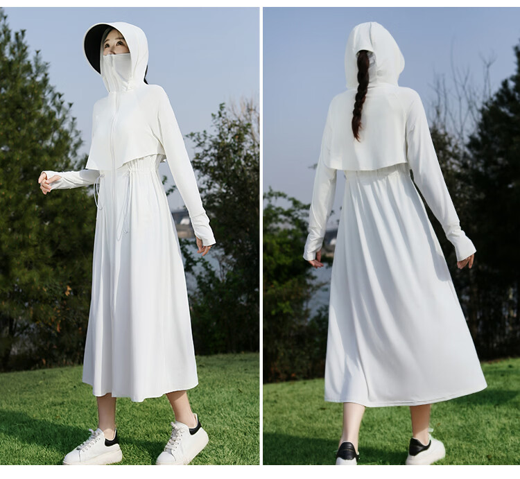 Combo Long Women's Sunscreen Jacket Ice Silk Slim Fit Breathable Full Body Sun Protection Beachwear High UV Protection 21