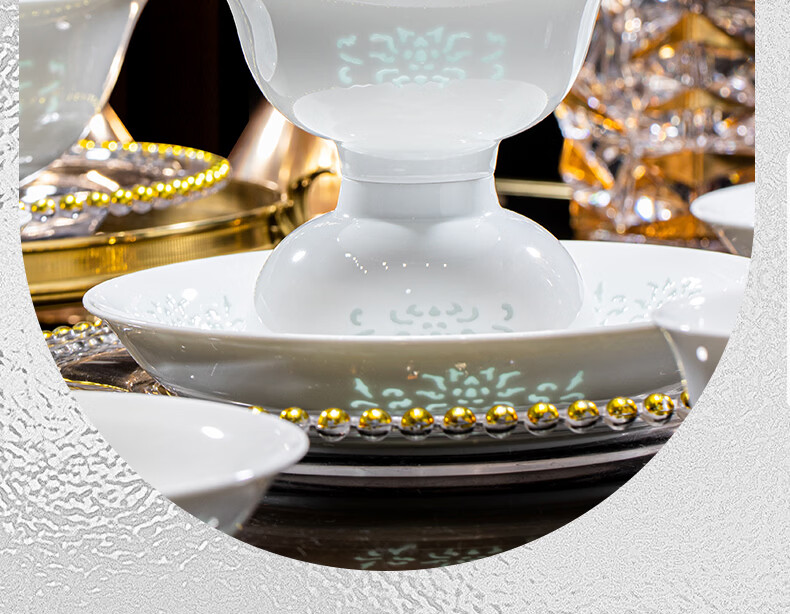 Taoxianghui Jingdezhen Underglaze Color Exquisite White Porcelain 8-Inch Deep Rice and Vegetable Plates High-Temperature Ceramic Plates Set of 6 4