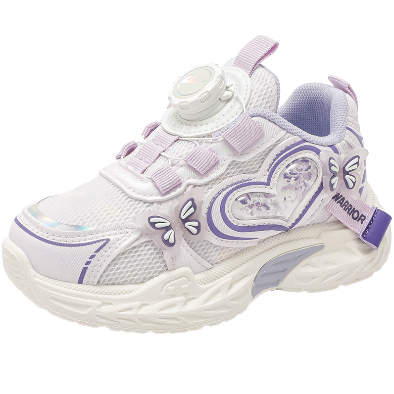 Warrior Spring Autumn Girls' Dad Shoes Breathable Mesh Running Shoes Kids Sports Casual Shoes WZ-2189 Purple Size 32