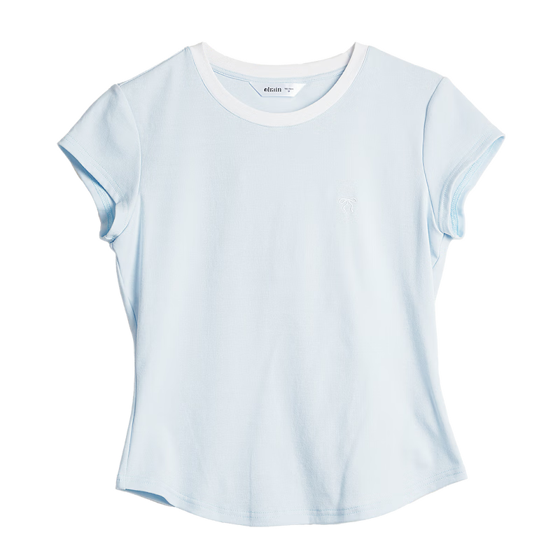 Olrain Women's Casual Colorblock Short Sleeve T-Shirt Summer New Slim Fit Gray M