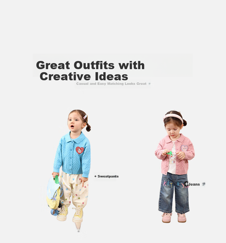 LUSON Little O Dad Baby Girls' Sweater Cardigan 2025 Autumn New Baby Knitted Warm Stylish Jacket 4