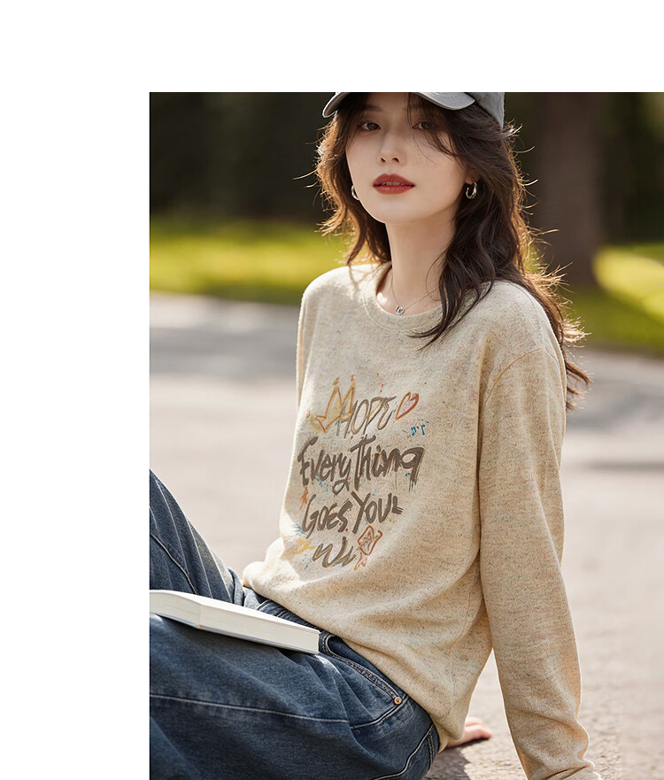 Awakening Paradise 26 Summer Autumn Fashion Round Neck Casual American Lazy Style Knit Letter Graffiti T-Shirt Short Sleeve Yellow M 7