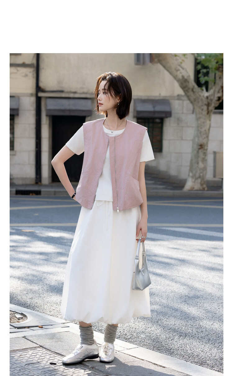 Demana [Three-Proof Black Technology] Spring Outdoor Curved Seam Sleeveless Pocket Loose Fit Petite Women's Vest Jacket 11