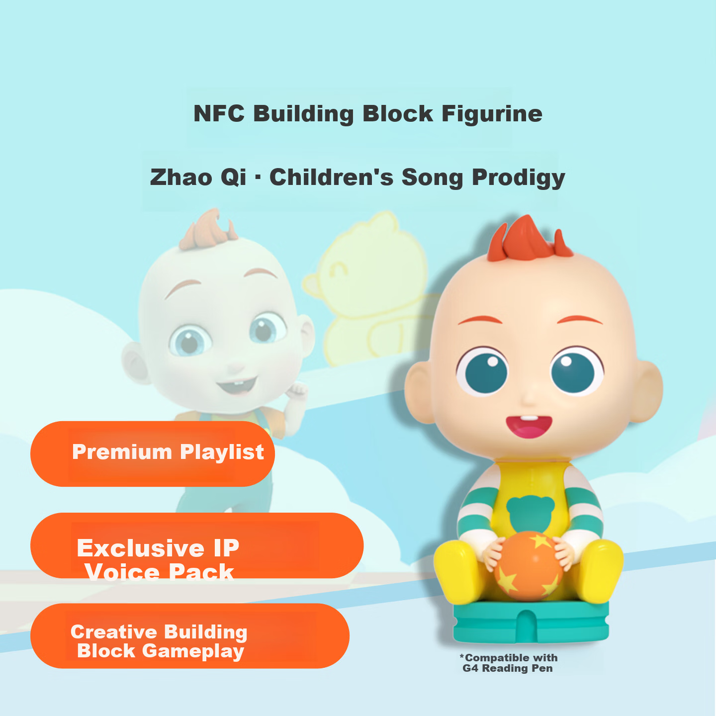 BabyBus Toy NFC Building Blocks Jojo Figurine 1-3 Years Old Children's New Year Gift Compatible with Interchangeable Head Reading Pen