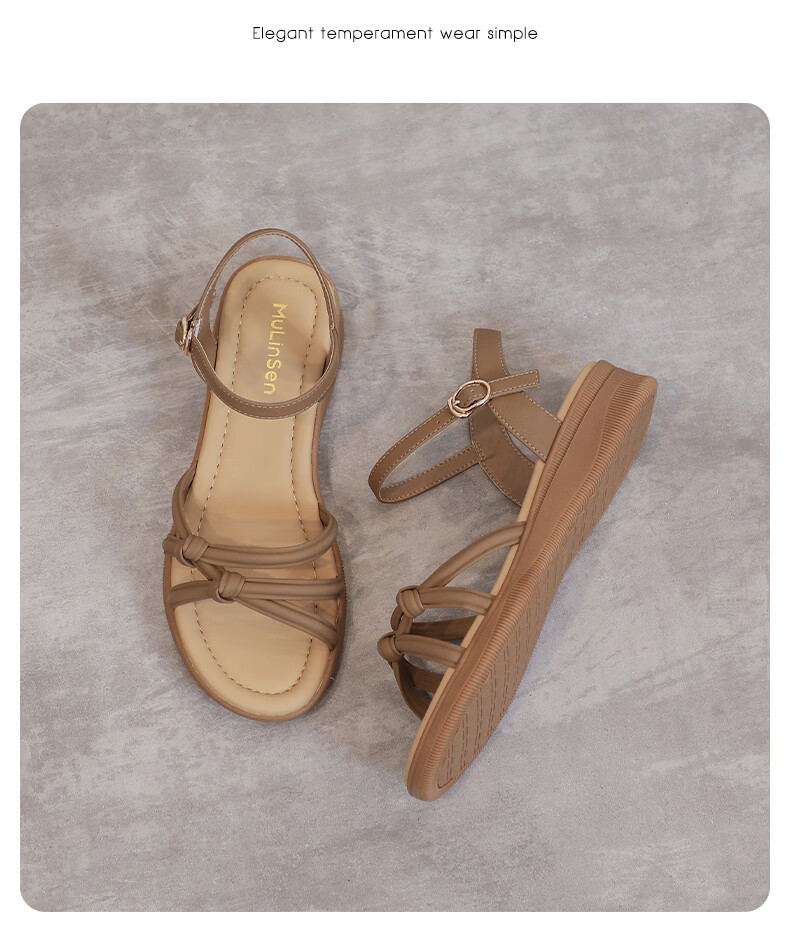 MULINSEN Women's New Commuter Elegant Roman Sandals Breathable Lightweight Summer Sandals Coffee Size 35 14