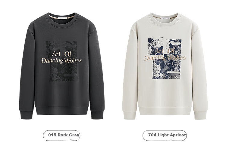 Dance with Wolves [Heat Retention & Thickened Fleece] National Trend Embroidered Round Neck Thermal Antibacterial Sweatshirt 015 Dark Gray L 6