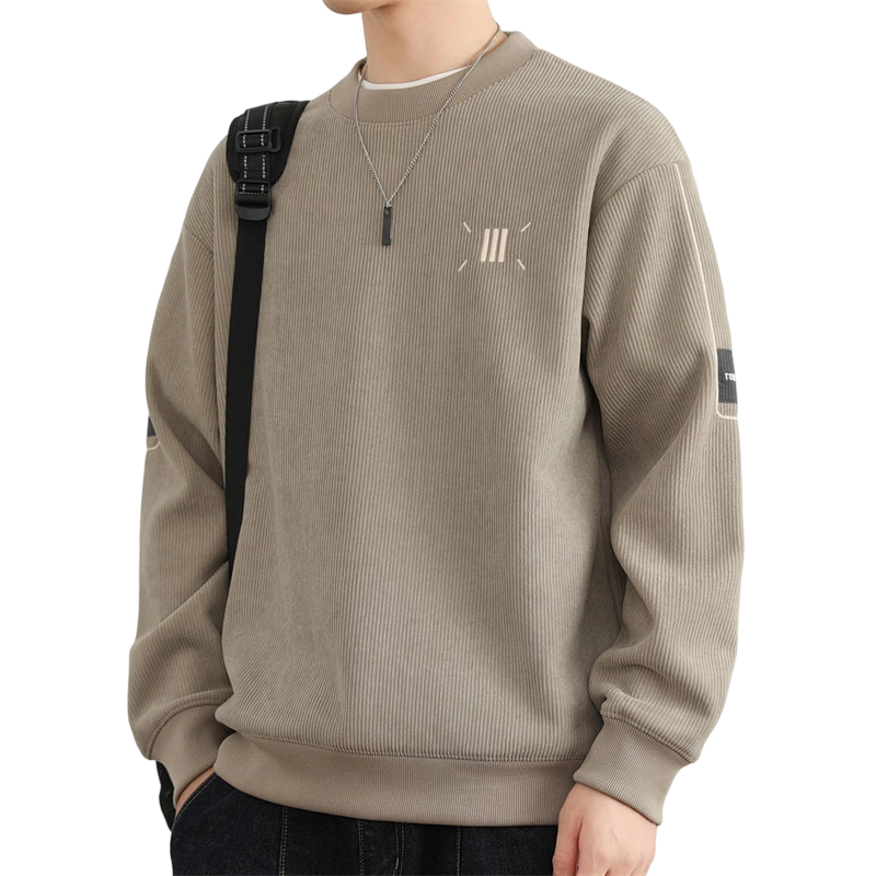 JEEP SPIRIT Men's Heavyweight Sweatshirt Spring Autumn Trendy Casual Loose Fit Crew Neck Black XL