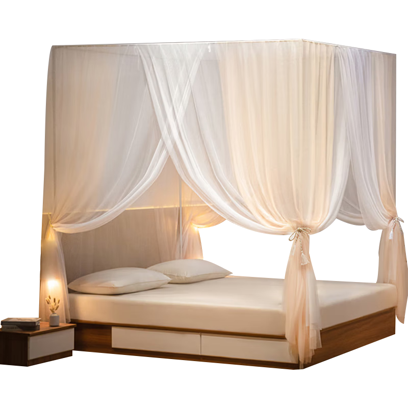 La Torretta Luxury Double-Layer Floor Mosquito Net 1.8x2m Champagne Gold