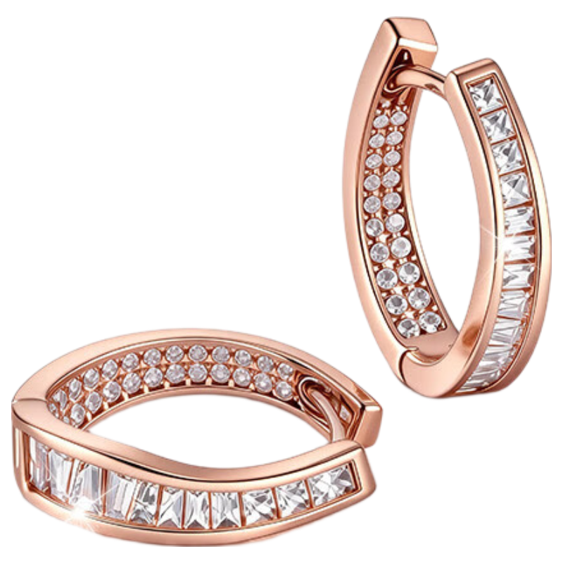 AJIDOU Women's Rose Gold Earrings, Luxury Ear Studs, Elegant Hoop Earrings, Niche Stud Earrings for Mid-Autumn Festival