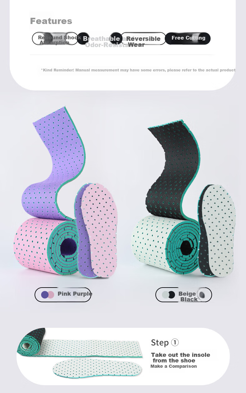 FOOTOPPO Kids Sports Insoles Boys Girls Summer Soft Breathable Sweat-Absorbing Cuttable Insoles 12