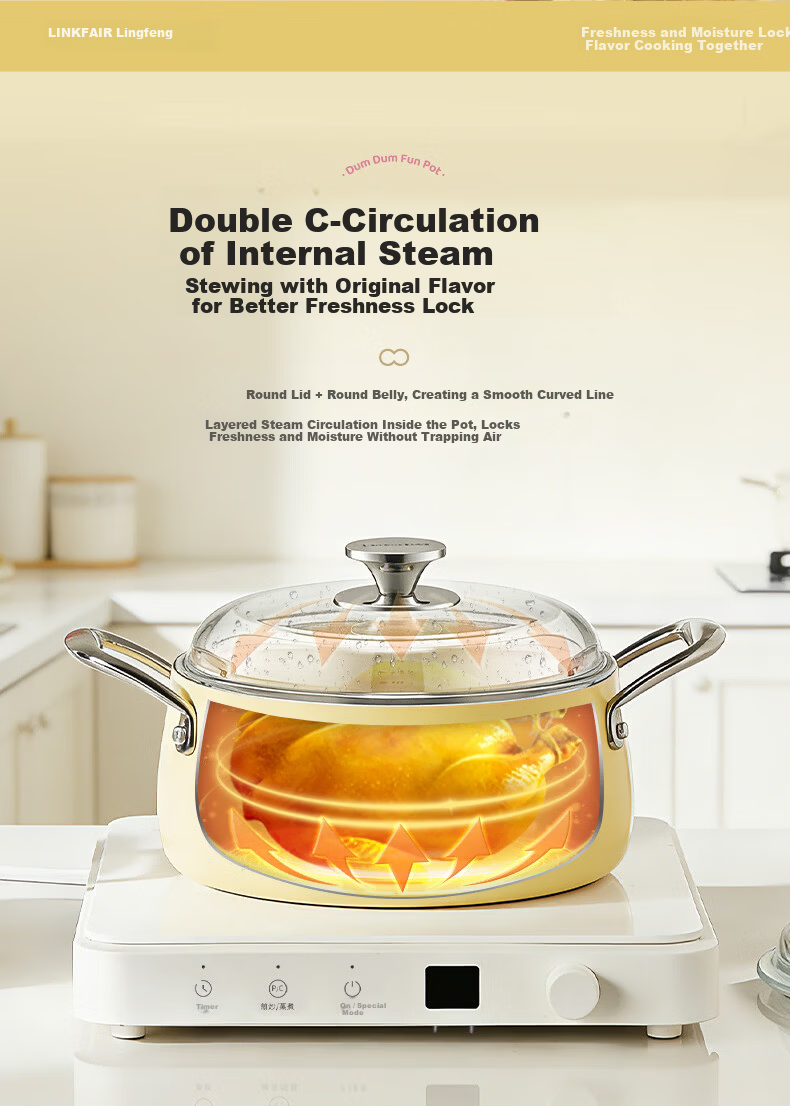 LINKFAIR 316L Stainless Steel Soup Pot Small Stew Pot Household Noodle Pot Compatible with Induction Cooker and Gas Stove 7