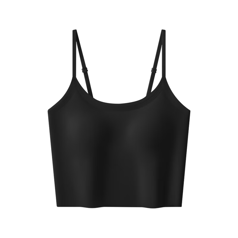 Dushiliren Black Camisole Tank Top for Women with Built-In Bra Pads, Seamless Backless Vest Bra, One-Piece Outer Wear, Stylish And Elegant