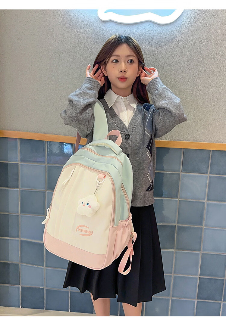 VICTORIATOURIST Middle School Student Backpack for Girls High-Value High School and College Student Large Capacity Ins Style Ultra-Lightweight Load-Reducing Double Shoulder Bag 7