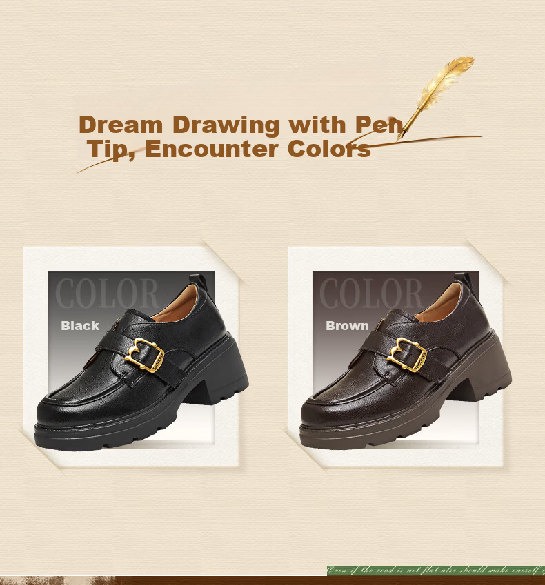 TEENMIX Loafers Chunky Heel British Style Leather Shoes Women Single Shoes 2026 Spring New Black 37 3