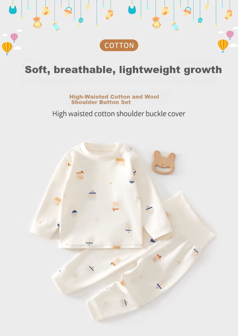 JOYNCLEON Baby Autumn Cotton High-Waist Belly Protection Set Infant Pure Cotton Boys and Girls Two-Piece Underwear Jtz202887 1