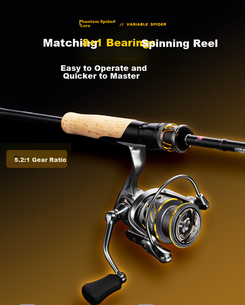 GW 2.1m ML Straight Handle Phantom Spider Lure Fishing Rod Universal Bass Pike Blackfish Long Cast Spinning Rod 12