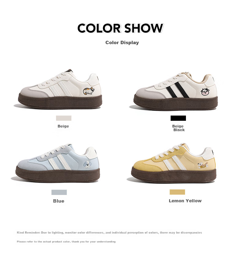 Global Korean Style Cow Print Sneakers Women 2026 Spring New Versatile Sports Casual Embroidered Trainer Shoes Beige Size 40 2