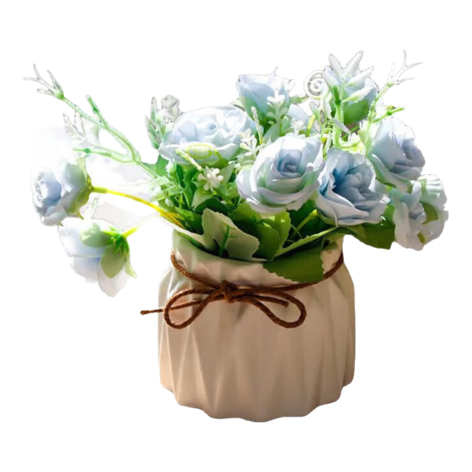 Shengshitaibao Artificial Flower Arrangement, Silk Flowers for Decoration, Floral Design for Dining Room, Entrance Hall And Living Room Ornaments, Fresh And Simple Style, Blue Color, 18cm