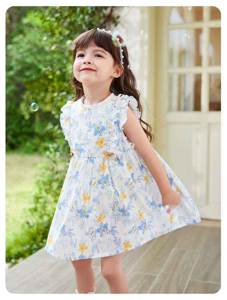 JELLYBABY French Series 2026 Summer New Children's Dress Girls' Floral Sleeveless Princess Dress 36
