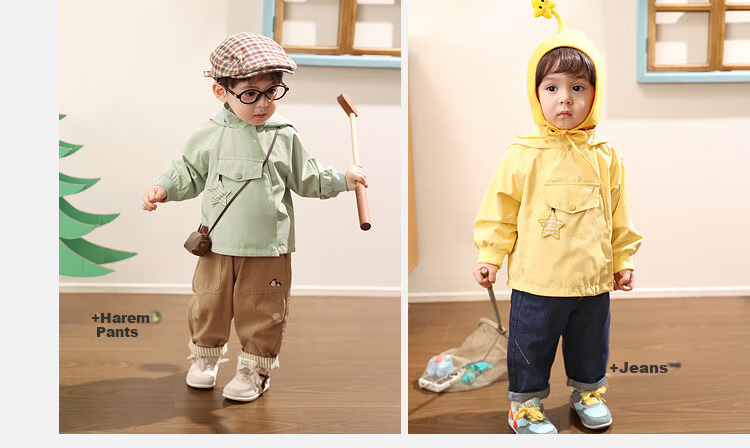 LUSON Little O Dad Boys' Autumn Hooded Star Jacket Cute Baby Boys' Fall Coat with Pointed Hood 5