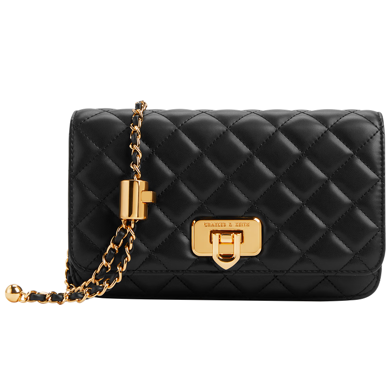 CHARLES&KEITH Classic Diamond Pattern Chain Small Square Bag, Shoulder Crossbody Bag for Women, Birthday Gift, CK2-70160131