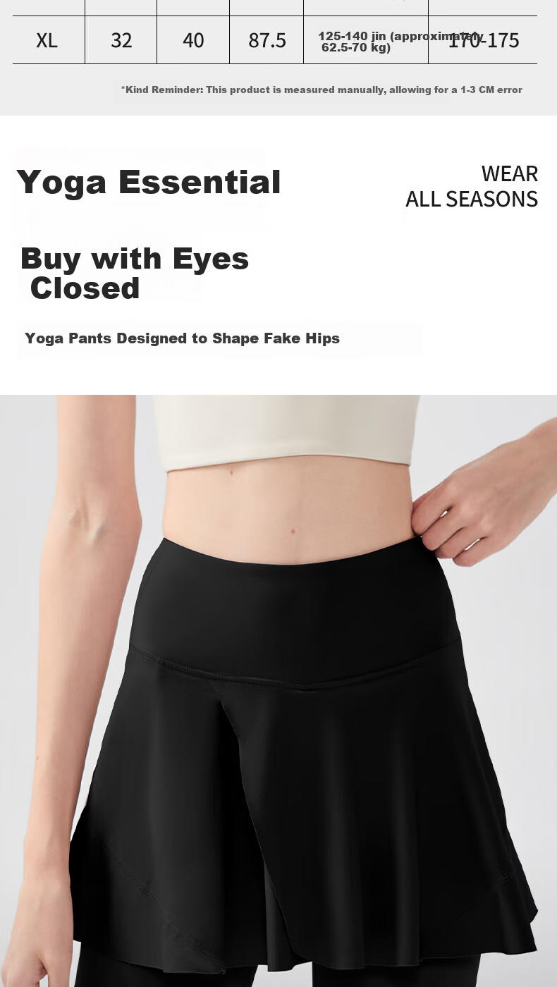 Free Style Women's High-Waist Hip-Lifting Yoga Skirt Pants, Two-in-One Sports Fitness Pilates Dance Badminton Outdoor Cycling Trousers 3
