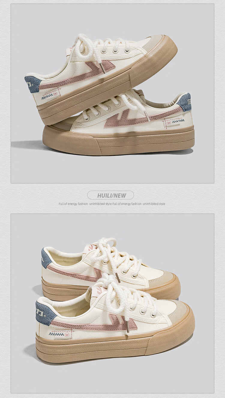 Warrior Canvas Shoes Women 2026 Spring New Fashion Thick Sole Versatile White Sneakers Ladies Skate Shoes 581 Pink 37 13