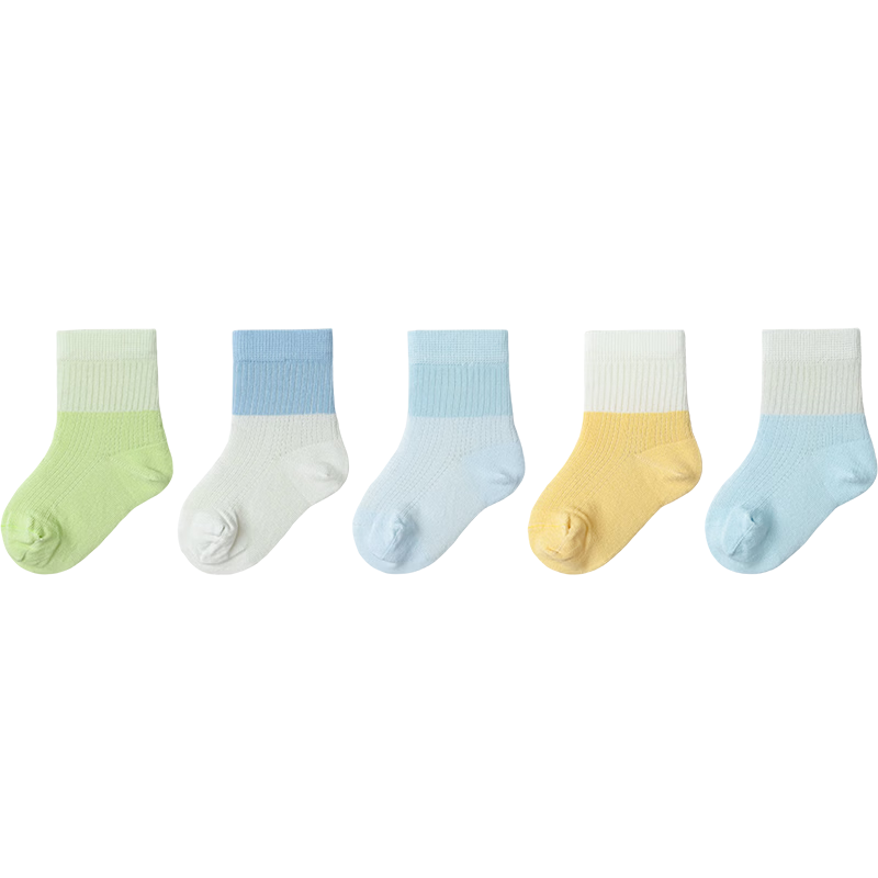 Balabala Baby Socks Summer New Mesh Breathable Children's Short Socks Boys Girls Cute Fun 5 Pairs Set