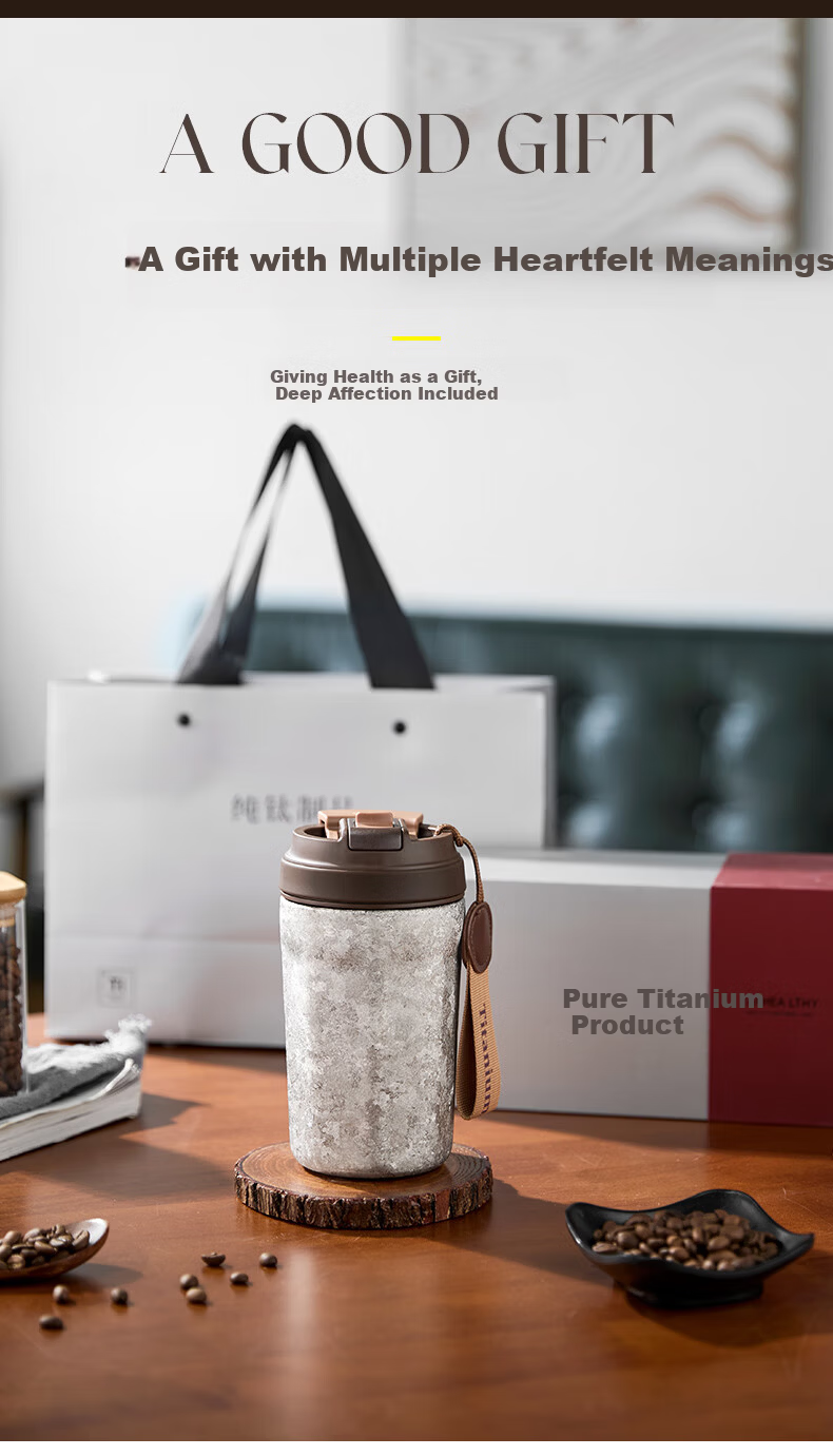 IMOGY Pure Titanium Insulated Mug Women's High-Value Portable Coffee Cup Large Capacity Thermos Straw Cup 14