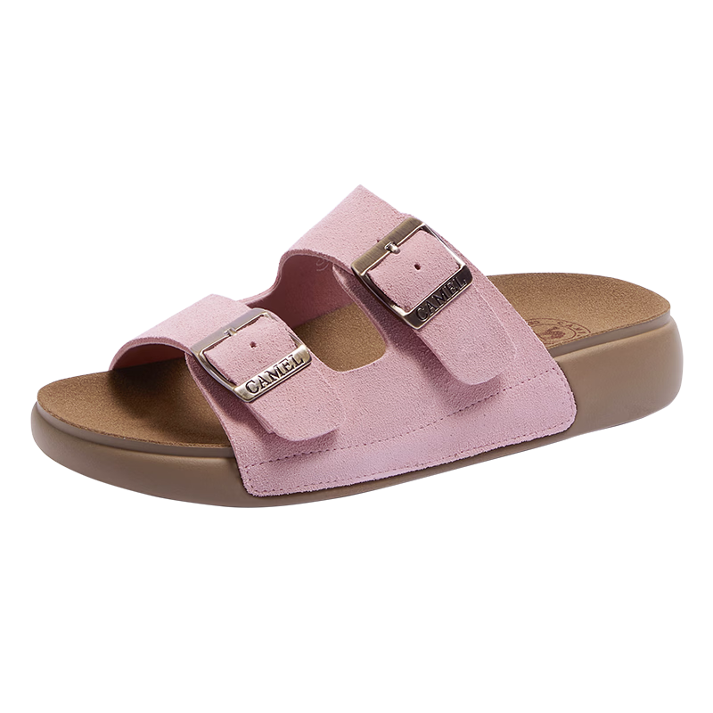 CAMEL Birkenstock Style Women's Casual Versatile Outdoor Slide Sandals L26M504022 Pink (Suede) Size 37
