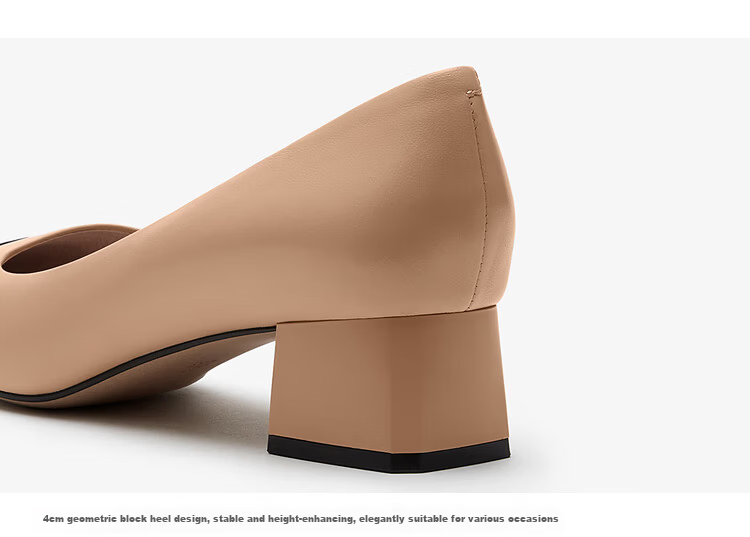 Laird Spring Summer 2026 Square Toe Colorblock Chanel Style Commuter Mid Block Heel Women's Pumps 6T40109 Daiwa Black BKK39 4
