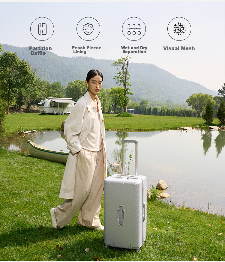 Diplomat Large Capacity Trolley Luggage Travel Suitcase Password Lock TC-2619 Moonlight Silver 26 Inch 7