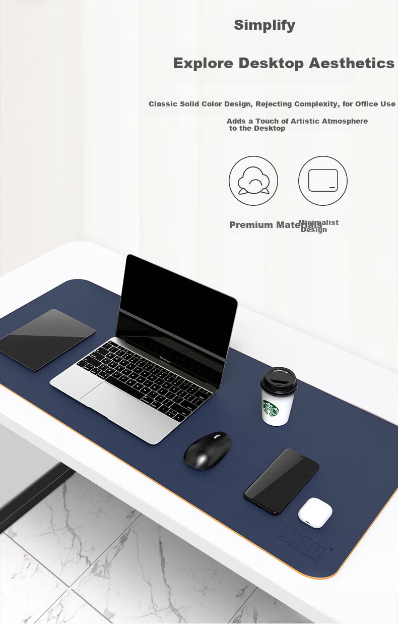 Biyoumei Large Mouse Pad Office Desk Mat Laptop Mat Keyboard Mat Writing Desk Desktop Mat Customizable Medium Gray+Metallic Silver 80x40cm 3
