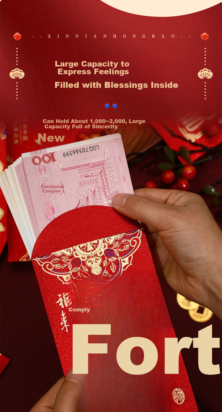 Jiuchengu Red Envelope Wedding Gift Money Bag Set of 6 with Double Happiness Character 3153 2
