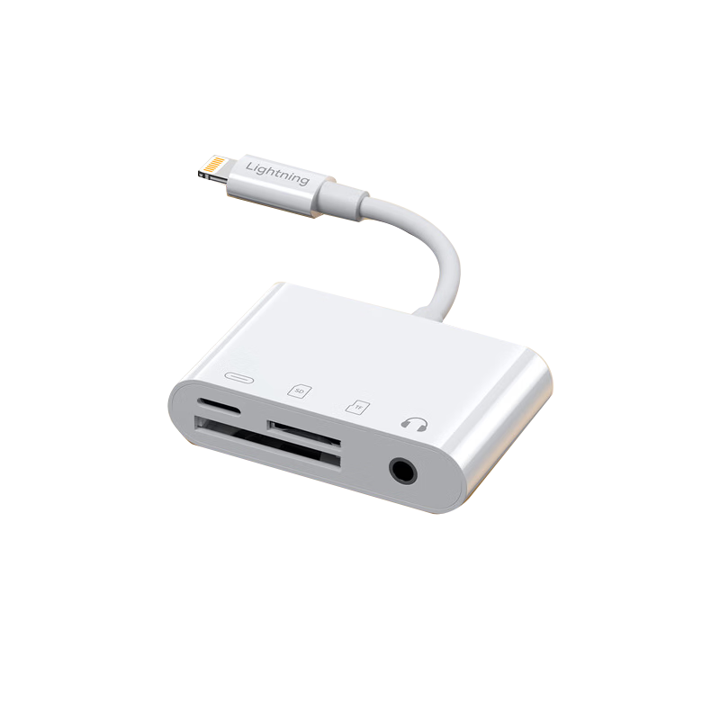 BIAZE Lightning Four-In Card Reader, OTG SD TF Card Converter, IPhone IPad TF to SD Card Adapter, Lightning Card Reader, High-Speed Transfer