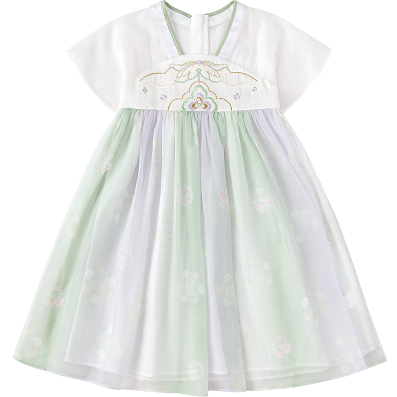 Balabala Kids Dress Children's Skirt 2026 Summer New Girls Baby Chinese Style Hanfu Ru Skirt Traditional Performance Costume